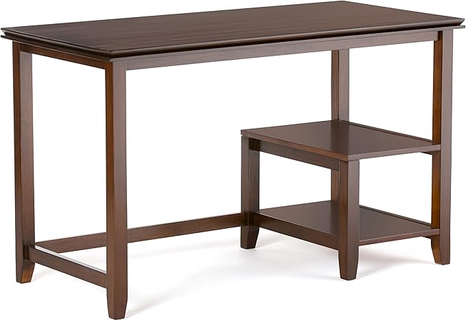 SIMPLIHOME Artisan SOLID WOOD Transitional Modern 50 inch Wide Home Office Desk, Writing Table, Workstation, Study Table Furniture in Russet Brown