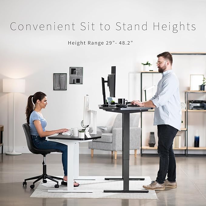 VIVO Electric 63 x 32 in Standing Desk, Memory Height Adjustment, 1B Series, Dark Walnut Top Black Frame, DESK-KIT-1B1D