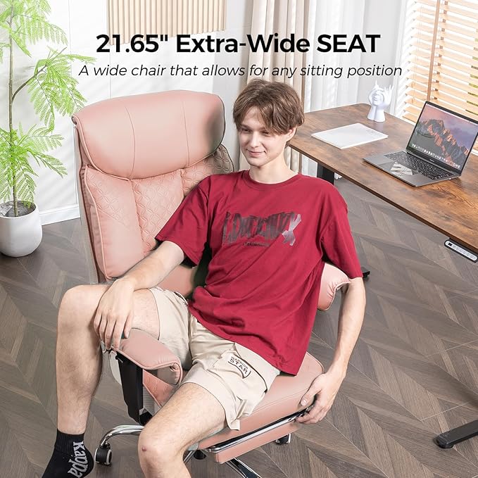 GTRACING Big and Tall Office Chair 400LBS Wide Ergonomic Gaming Chair with Deluxe Embossing Designed Leather with Foot Rest,150°Reclining Adjustable Soft Armrests Pocket Spring Back Support and Pillow
