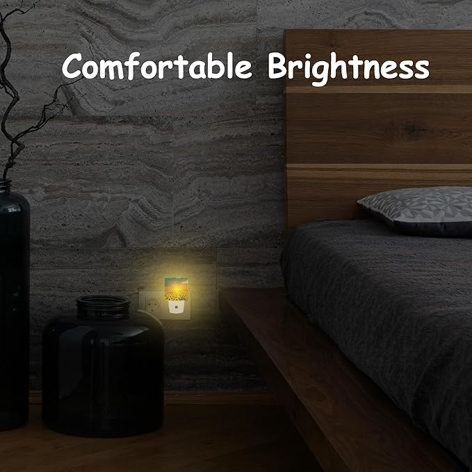 Night Light for Kids Girls Boys,Sunflower Fields During Sunset LED Night Light Plug into Wall with Dusk to Dawn Sensor for Room Decor,Hallway,Kitchen,Bathroom,Nursery,Stairs