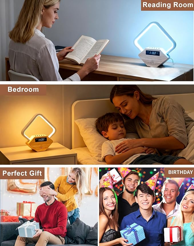 White Noise Sound Machine with Sunrise Alarm Clock,Wake Up Light for Heavy Sleepers Adults Baby,15 Soothing Sounds Smart Sleep Aid, Dimmable Night Light with Dual USB Charger,Gift for Kid Baby Mom Dad