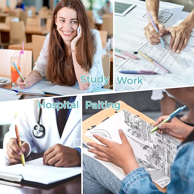 8 Pcs Black Ballpoint Pens - 1.0mm Medium Point Smooth Writing Black Ink Ball Point Pens | High-end Long Lasting Retractable Pen for School, Home, Office (Gradient-8pcs)