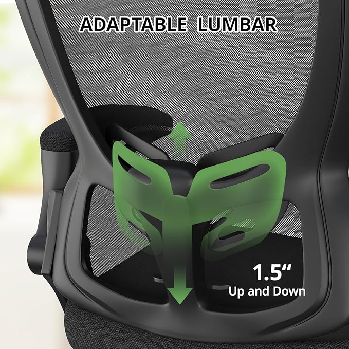 Office Chair Ergonomic Desk Chair, 330LBS Capacity, High Back Computer Chair with Lumbar Support, Flip-up Armrests Swivel Task Chairs for Long Hours Work