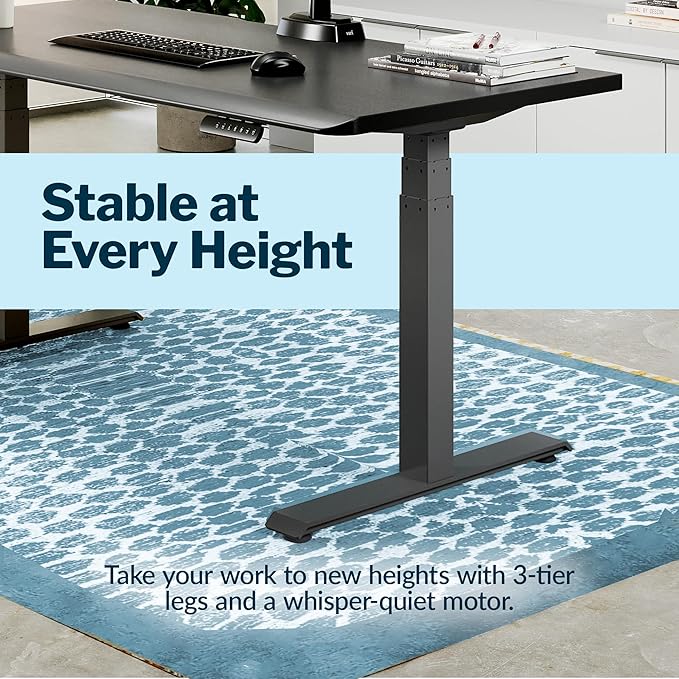 Vari ComfortEdge 72x30 Inch Electric Standing Desk – Height Adjustable Large Office Sit Stand VariDesk with Sloped Edge, Memory Presets, 180 LB Capacity + Tool-Free Assembly (Black)