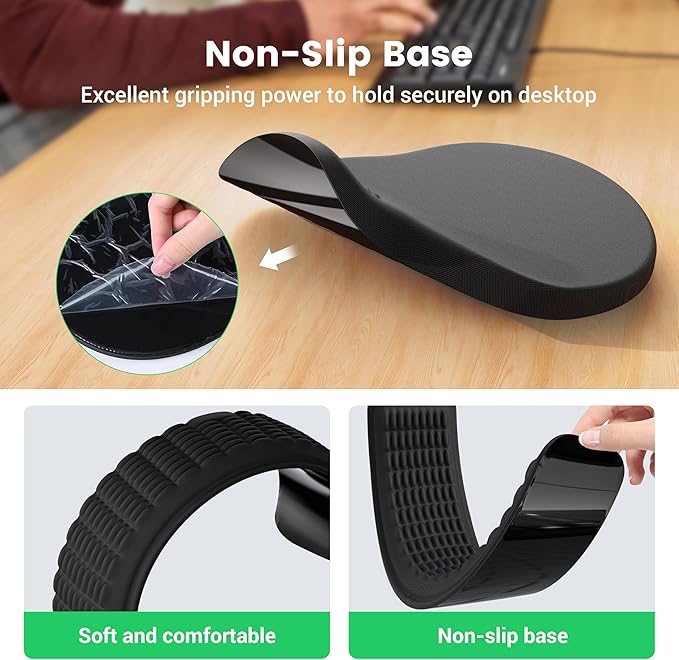 MEKASS Ergonomic Mouse Pad and Keyboard Wrist Rest Set, Super Soft Memory Foam Desk Wrist Support for Computer Keyboard, Non-Slip Arm Palm Rests Cushion for Typing Gaming Office Laptop Mac (Black)