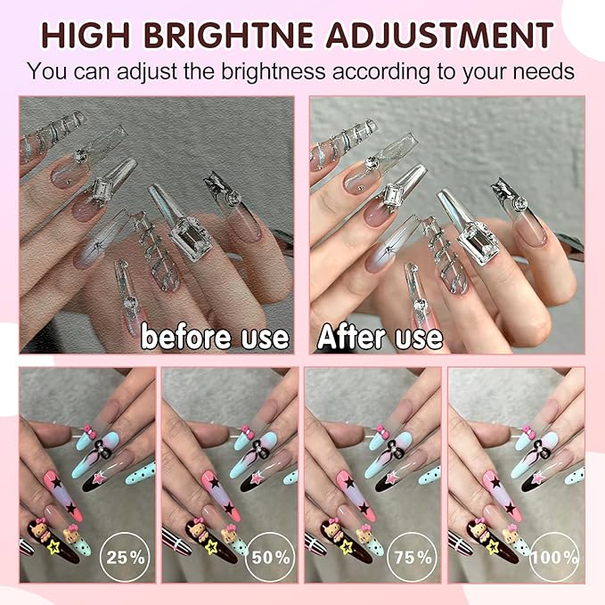 Half Moon Foldable LED Nail Tech Lamp for Desk, 35inch Adjustable 3000K-6000K Dimmable Manicure Table Lamp with Phone Holder (White)