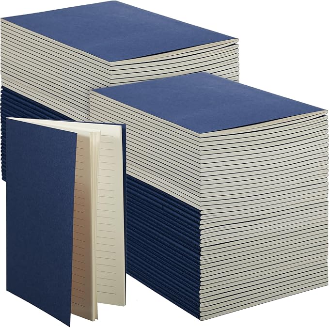 Sepamoon 200 Pack Kraft Notebook Journals 5.5 Inch x 8.3 Inch A5 Journal Softcover Notebooks Bulk for Kids Student Writing Sketch Travel Journal Office Notepad with 60 Pages 30 Sheets(Navy)