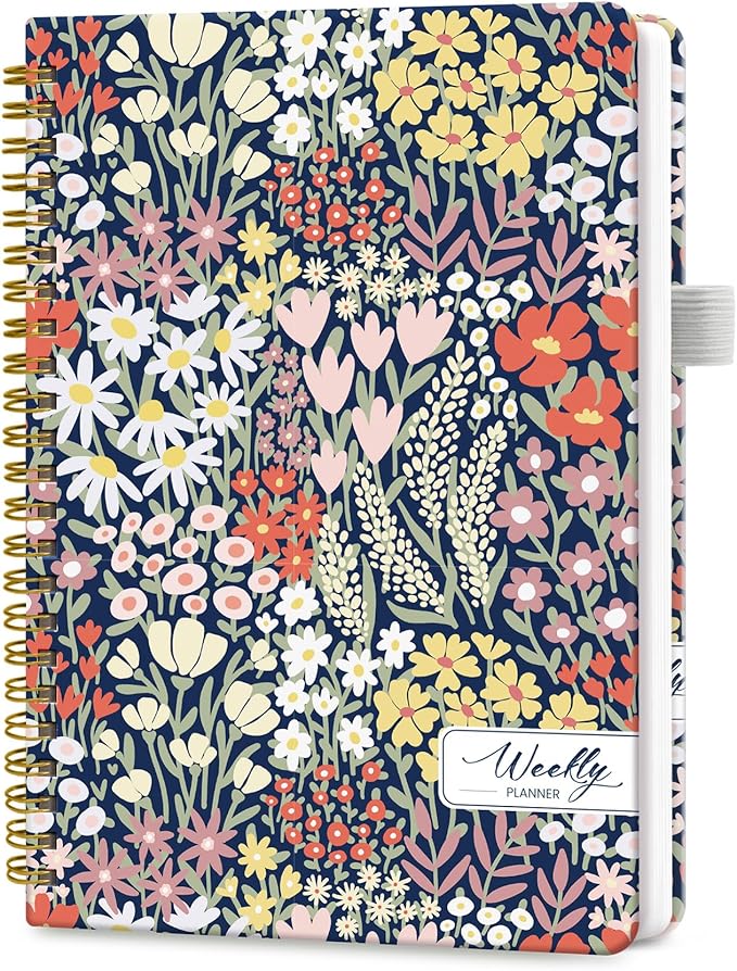 Undated Weekly Planner, Weekly To Do List Notebook with Goal & Habit Tracker Organizer, A5 Weekly Planner Notebook with Spiral Binding, 6.1" x 8.2" - Petite Blooms