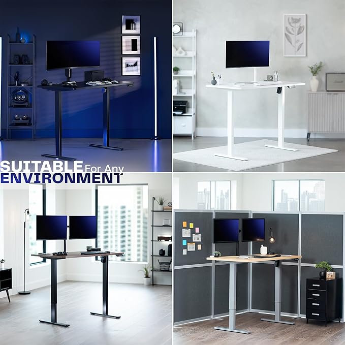 VIVO Electric 55 x 28 in Standing Desk, Memory Height Adjustment, 1B Series, One-Piece White Top, Gray Frame, DESK-KIT-1G55W
