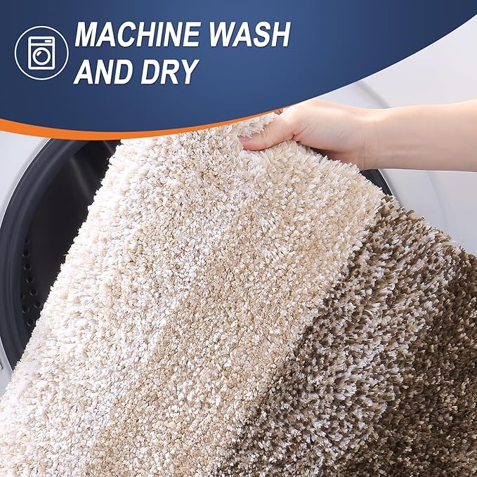 OLANLY Bathroom Rugs Mat 30x20, Extra Soft Absorbent Microfiber Bath Rugs, Rubber Backing, Quick Dry, Machine Washable Bath Mats for Bathroom Floor, Tub and Shower, Home Decor Accessories, Light Brown