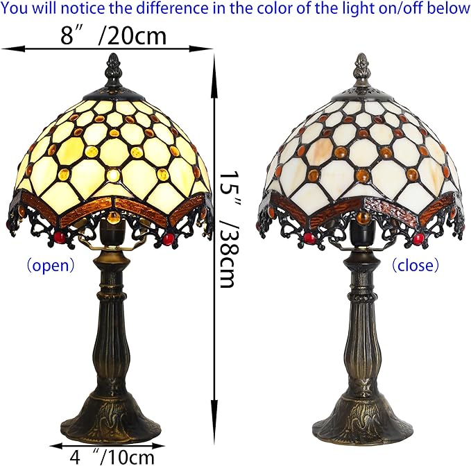 Tiffany Table lamp 8-inch Retro Stained Glass lamp Suitable for bedrooms Beside The Bed Living Room Night Lights and Home Offices