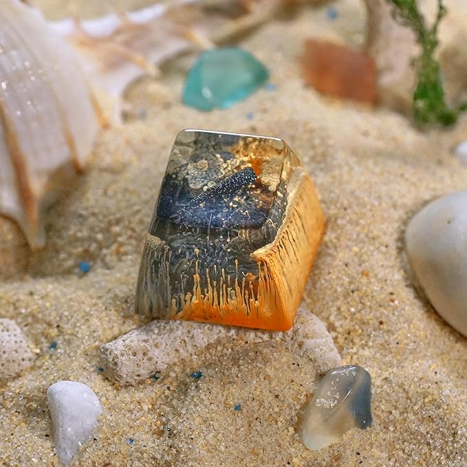 Whale Shark Keycap Orange Dark Ocean Artisan Keycap R1 SA Profile Custom Sea Creatures Keycaps 1U ESC Handmade Gaming Resin Key Cap Cherry MX Switch Compatible Mechanical Keyboard Ocean Lover Gift