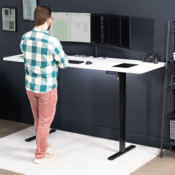 VIVO Large Electric 83 x 30 in Standing Desk, Memory Height Adjustment, 1B Series, White Top Black Frame, DESK-KIT-1B8W