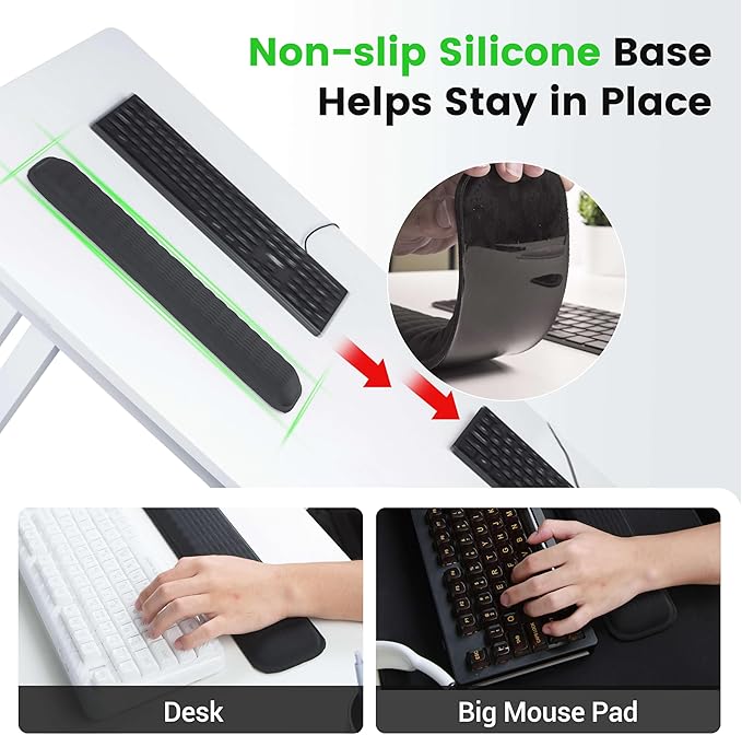 Mekass TKL Keyboard Wrist Rest, Super Soft Memory Foam Ergonomic Computer Wrist Support Pad, Comfortable Desk Wrist Cushion, Laptop Keyboard Hand Rest for Wrists Pain Office Gaming Typing (Light Grey)