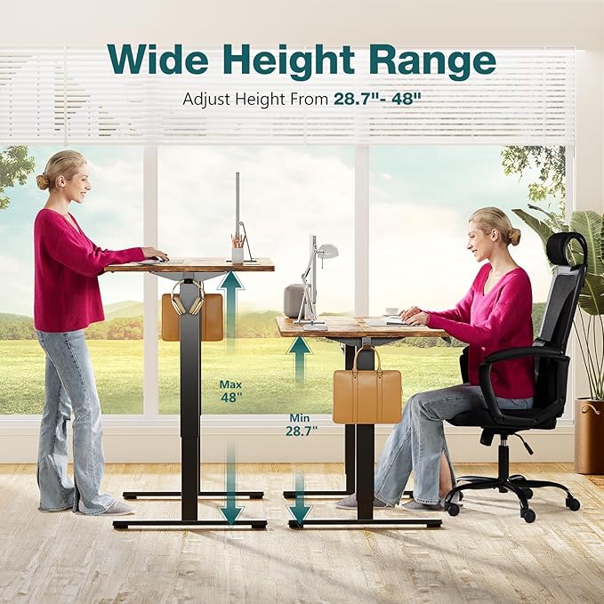 Electric Standing Desk, Adjustable Height Stand up Desk, 63x24 Inches Sit Stand Home Office Desk with Splice Board,Rustic Brown