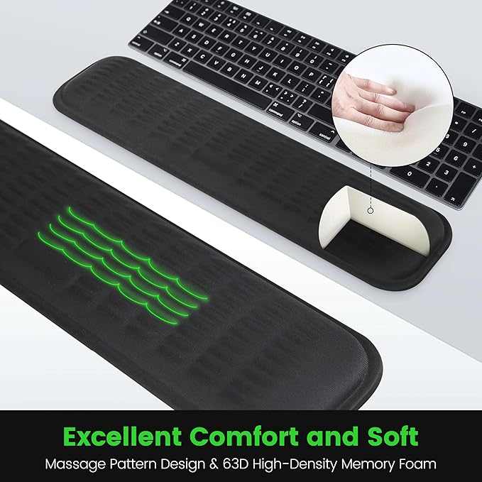 MEKASS Keyboard Wrist Rest, Soft Memory Foam Wrist Support for Keyboard, Keyboard Hand Rest Pad for Wrist Pain Relief, Keyboard Wrist Guard for Long Hours of Work, Gaming, Studying(Gray)