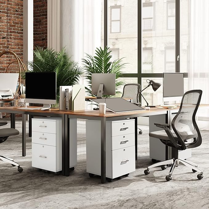 Karl home Wooden File Cabinet, 3 Drawer Vertical File Cabinets with 3 Lock,Printer Stand Mobile Storage Cabinet,Filing Storage Drawer for Home,Office,White(15.75" L x 15.75" W x 26.1" H)