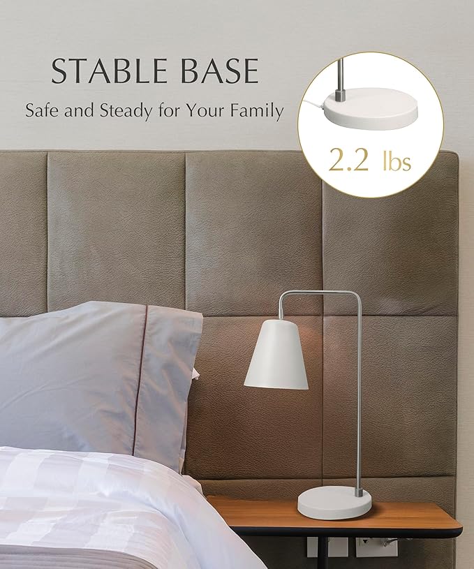 HarvestLand Steady Silver Desk Lamp – Adjustable Industrial Table Lamp with Solid Base, Lamp for nightstand, Desk Lamp Home Office and Bedside Table Lamp
