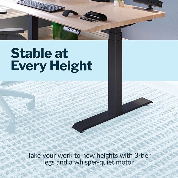 Vari ComfortEdge 48x30 Inch Adjustable Electric Standing Desk – Sit Stand VariDesk with Memory Presets, Sloped Edge, 220 LB Capacity + Tool-Free Assembly (Light Wood)