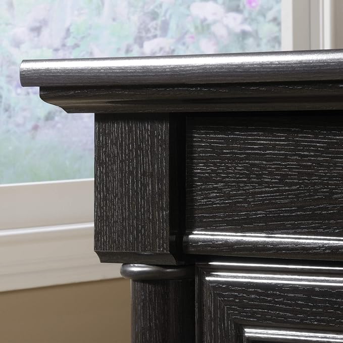 Sauder Palladia Office Desk with Drawers, Executive Desk with File Cabinet Storage, Cable Management, Keyboard Tray, in Wind Oak Finish