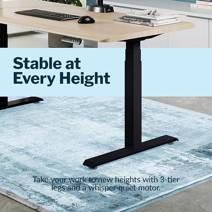 Vari ComfortEdge 72x30 Inch Adjustable Electric Standing Desk – Sit Stand VariDesk with Memory Presets, Sloped Edge, 180 LB Capacity + Tool-Free Assembly (Light Wood)