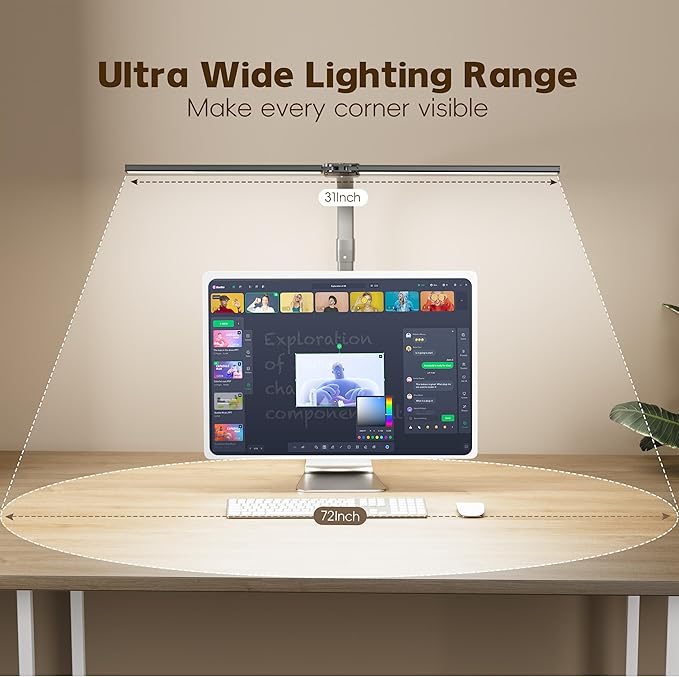 LED Double Head Desk Lamp,24W Brightest Architect Double Swing-arm Table Lamps,5 Adjustable Brightness Color Temperature ,for Workbench/Monitor/Home/Reading/Offices/Bedrooms/Dormitories