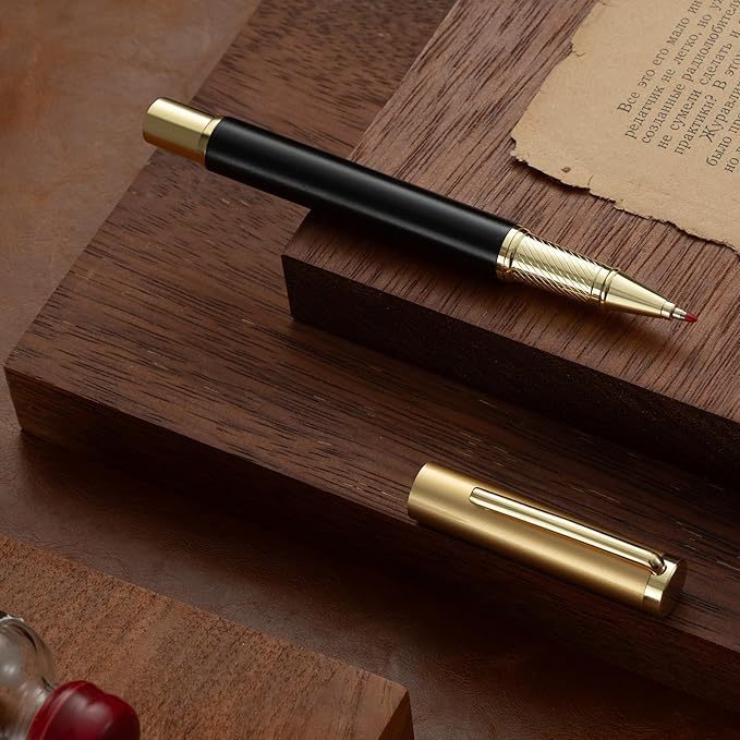 Luxury Wooden and Metal Rollerball Pen Set with Spare Gel Ink Refill,Rosewood,White Oak,Walnut Wood Signature Roller Ball Pen,Business Gift Set for Men and Women (Purple Sandalwood)