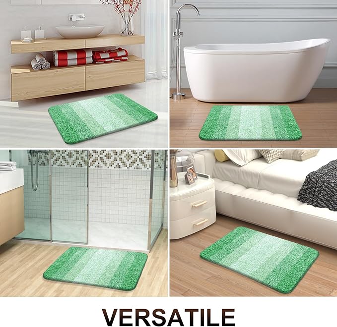 OLANLY Bathroom Rugs Mat 30x20, Extra Soft Absorbent Microfiber Bath Rugs, Rubber Backing, Quick Dry, Machine Washable Bath Mats for Bathroom Floor, Tub and Shower, Home Decor Accessories, Green