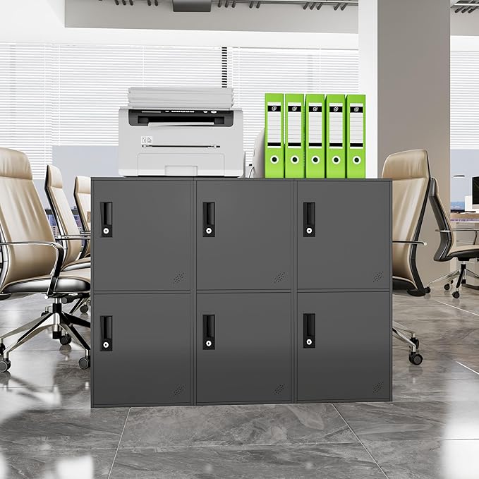 2 Door Vertical Stackable Storage Cabinet with Locking Doors,Shelves File Cabinet Organizer,Metal Locker Storage Cabinet Office, Home, Gym, School,KidsRoom (2 Door, Black)