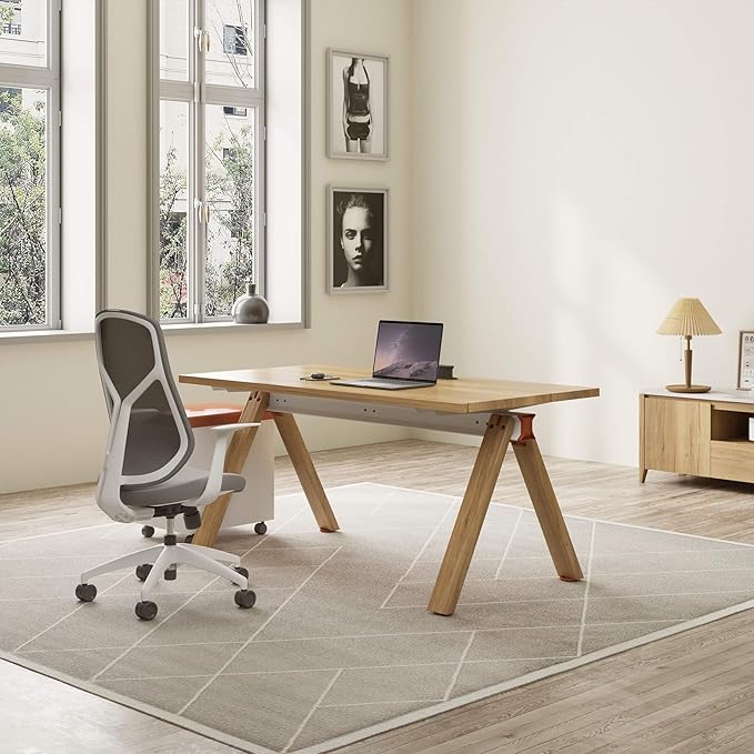 SAINTCY 6 Person Office Workstation Desk with Wheeled Cabinet, Partition Dividers & Built-in Power Outlets, Modular Offices Workstation for Collaborative Workspaces, Office Staff Desks with Storage
