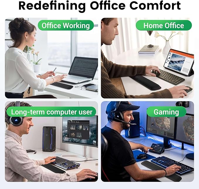 MEKASS Ergonomic Mouse Pad and Keyboard Wrist Rest Set, Super Soft Memory Foam Desk Wrist Support Cute for Computer Keyboard, Non-Slip Arm Rests Cushion for Typing Gaming Office Laptop Mac (Floral)