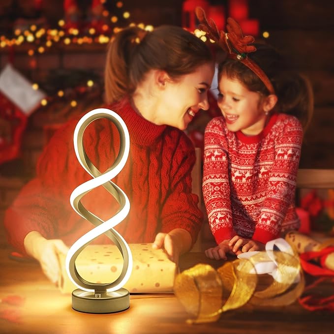 Modern Adebime RGB Table Lamp with 10 Light Modes - Unique Touch Dimmable Design for Bedside or Living Room - Available in 7 Colors, Gold