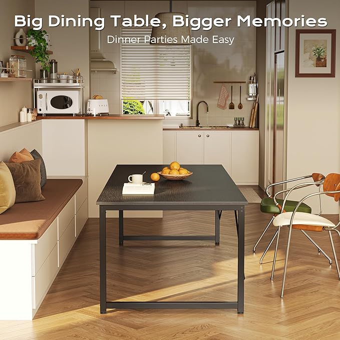 PRAISUN 70.8 X 29.5 Inch Computer Desk with Deeper Desktop, Gaming Office Writing Work Desk for Home Office, Study, Bedroom, Work from Home, Metal Frame, Black