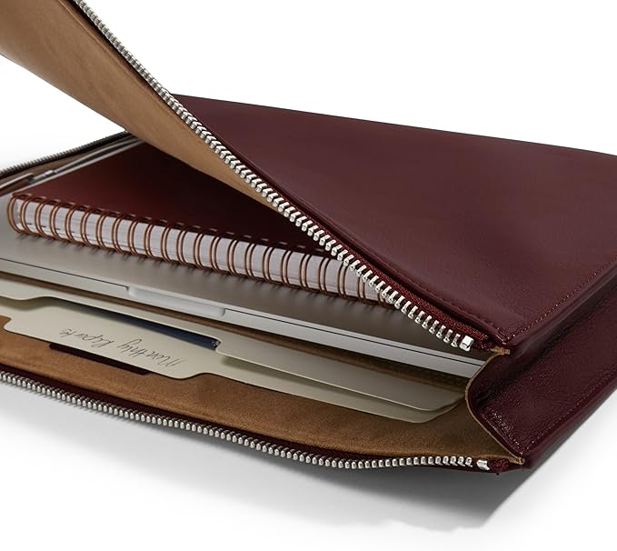 Leatherology Bordeaux Leatherolgy Zippered Document Holder with Interior Pocket for Tablet