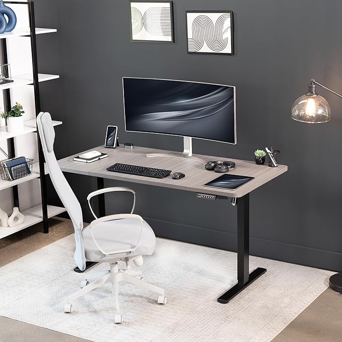 VIVO Electric 60 x 30 in Standing Desk, Memory Height Adjustment, 1B Series, Dark Gray Top Black Frame, DESK-KIT-1B6G-30