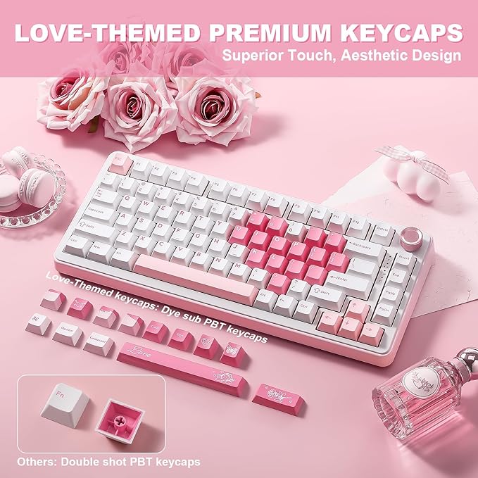 YUNZII B75 PRO Wireless Mechanical Keyboard,75% Layout with Knob,Hot Swap Gasket Structure,Creamy Pre-lubed Switches,RGB Backlit,Bluetooth/Type-C/2.4G for Win/Mac (White, Milk Switch)