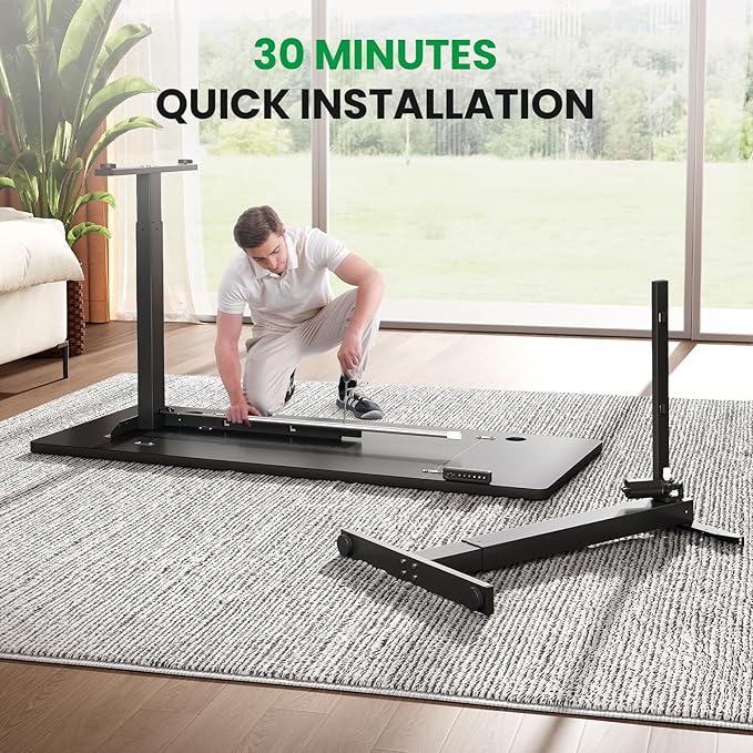 SIAGO Electric Standing Desk Adjustable - 55 x 24 Inch Sit Stand up Desk with Cable Management - 3 Memory Preset Adjustable Height Table