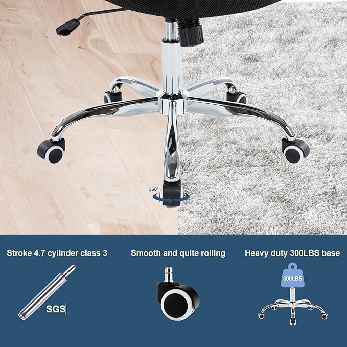 Ergonomic Office Chair with Lumbar Support, Adjustable PU Leather Computer Chair, Executive Desk Chair with Flip-up Arms, Breathable Mesh Back, Swivel Rolling Task Chair for Home Office Black