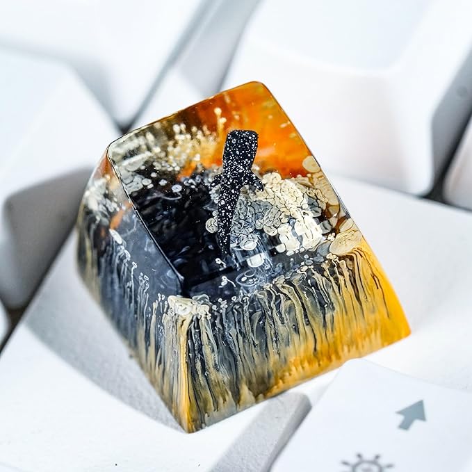 Whale Shark Keycap Orange Dark Ocean Artisan Keycap R1 SA Profile Custom Sea Creatures Keycaps 1U ESC Handmade Gaming Resin Key Cap Cherry MX Switch Compatible Mechanical Keyboard Ocean Lover Gift