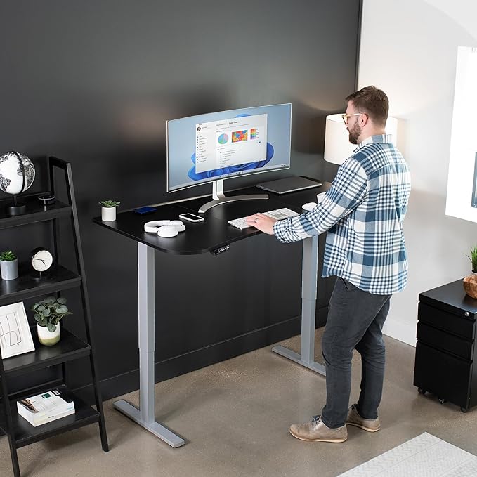 VIVO Electric 63 x 32 in Standing Desk, Memory Height Adjustment, 1B Series, Black Top Gray Frame, DESK-KIT-1G1B