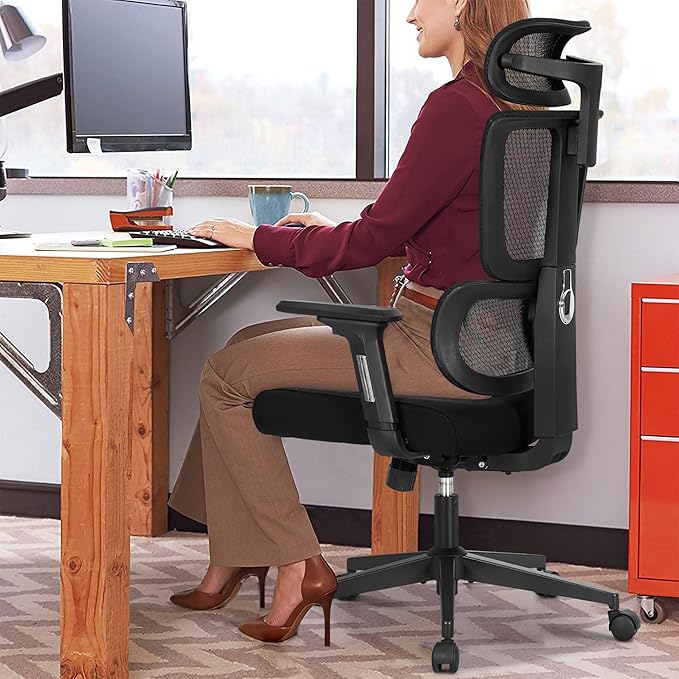 MAISON ARTS Ergonomic Mesh Office Chair, High Back Comfortable Task Chair, Modern Desk Chair with Adjustable Lumbar Support and Headrest - Extra Support for Neck and Upper Back