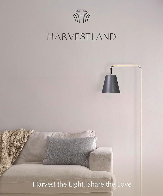 HarvestLand Steady Brass Floor Reading Lamp – Adjustable Standing Lamp with Solid Base, Reading Lamps Floor Standing, Grey Reading Floor Lamp for Living Room or Over Chair Use