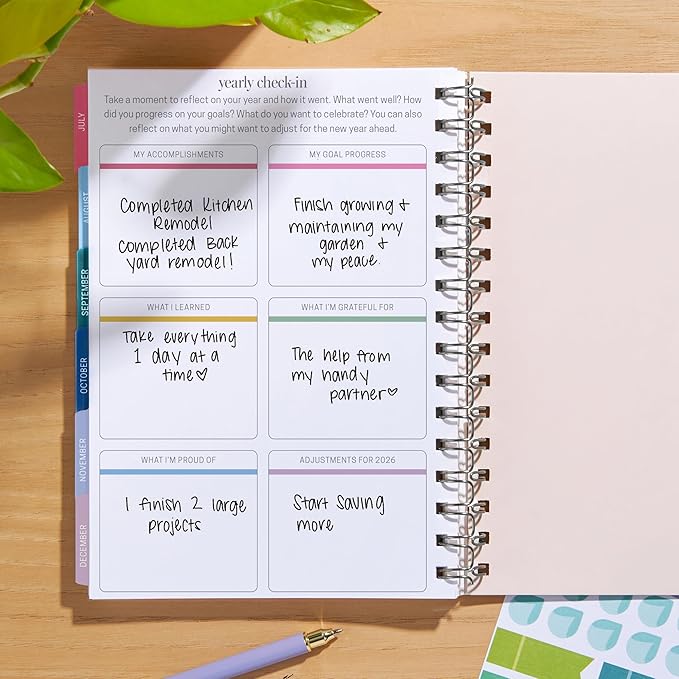 Inspired by Erin Condren A5 Undated Weekly & Daily Planner – 12-Month Spiral Agenda, Non-Dated Monthly Planner with Stickers, Petal Party Design (January 2025 - December 2025)