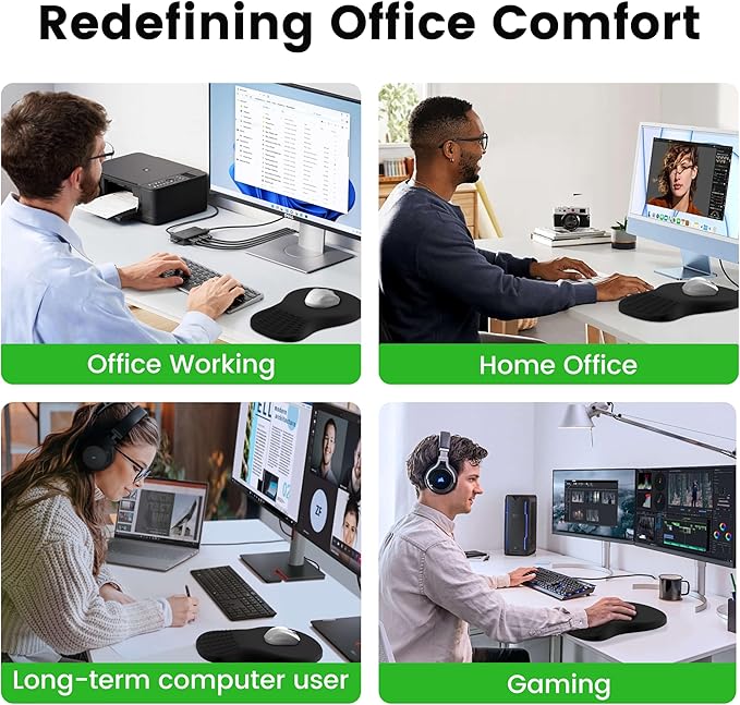 MEKASS Ergonomic Mouse Pad with Wrist Rest, Memory Foam Mousepad for Carpal Tunnel Pain Relief, Desk Computer Wrist Support Mouse Pad with Non-Slip PU Base for Office Home (Dark Gray)