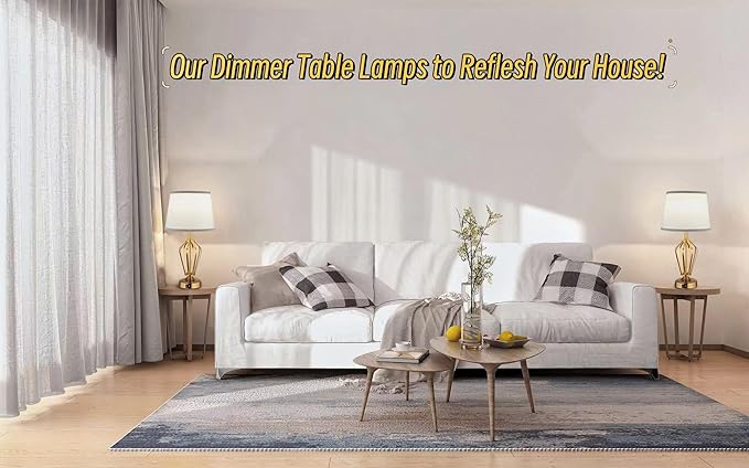 Touch Table Lamps Set of 2, nightstand lamp with USB Ports Bedside 3 Way Touch dimmer Desk lamp for Living Room Bedroom,Gold Plated Spiral cage Base Design Warm White dimmer Bulbs Included.