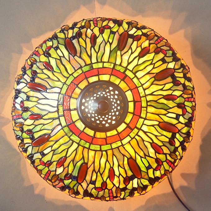 Tiffany Lamp Table Lamp Rose Dragonfly Tulip Wisteria Grape Peach Kapok Peony Apple Flower Design Stained Glass Lampshade Desk Lamp for Girl Living Room Iron Base W20 XH32,Dragonfly