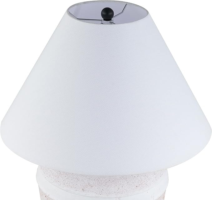 Henn&Hart 22.5'' Modern 1-Light Table Lamp with White Fabric Cone Shade for Living Room, Bedroom, or Office, White