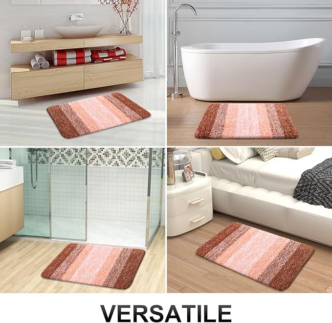 OLANLY Bathroom Rugs Mat 30x20, Extra Soft Absorbent Microfiber Bath Rugs, Rubber Backing, Quick Dry, Machine Washable Bath Mats for Bathroom Floor, Tub and Shower, Home Decor Accessories, Orange