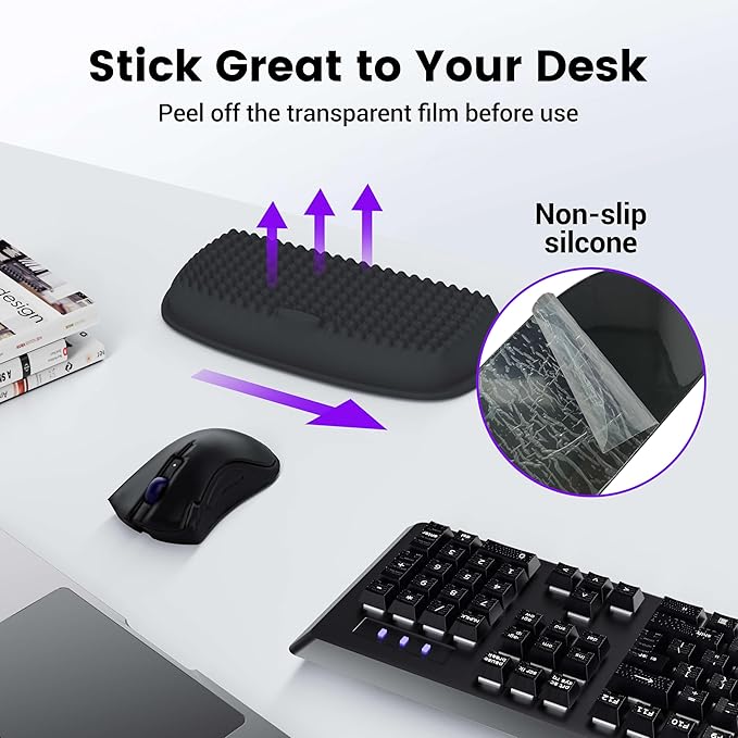 MEKASS Elbow Rest Pads for Desk, Large Size Memory Foam Desk Elbow Rest Armrest Pads with Non-Slip Silicone Base, Elbow Cushion Pads Relieve Elbow, Arm and Wrist Pain for Computer, Office (1 pcs)