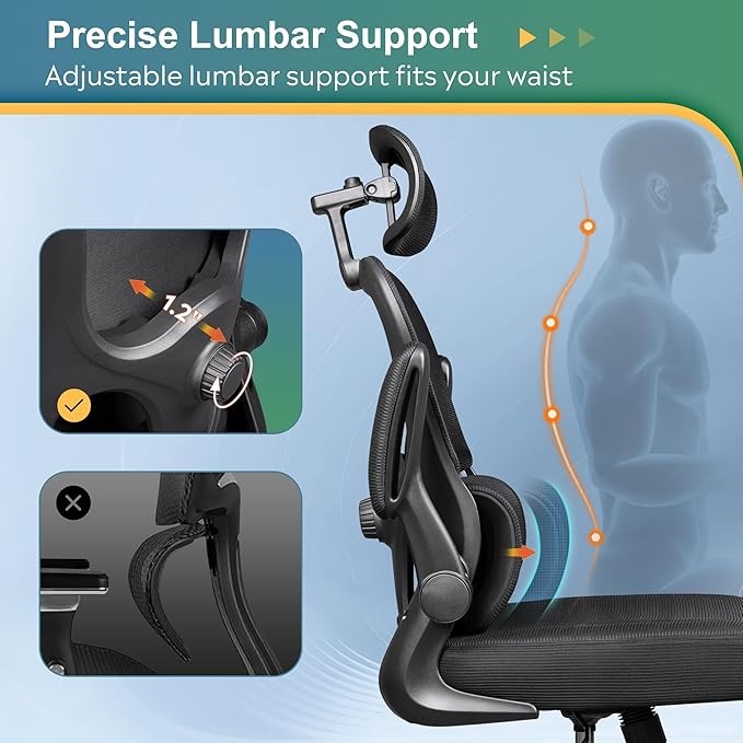 DEVAISE Office Chair, Breathable Black Mesh Elegance with Ergonomic Comfort for Professionals & Gamers